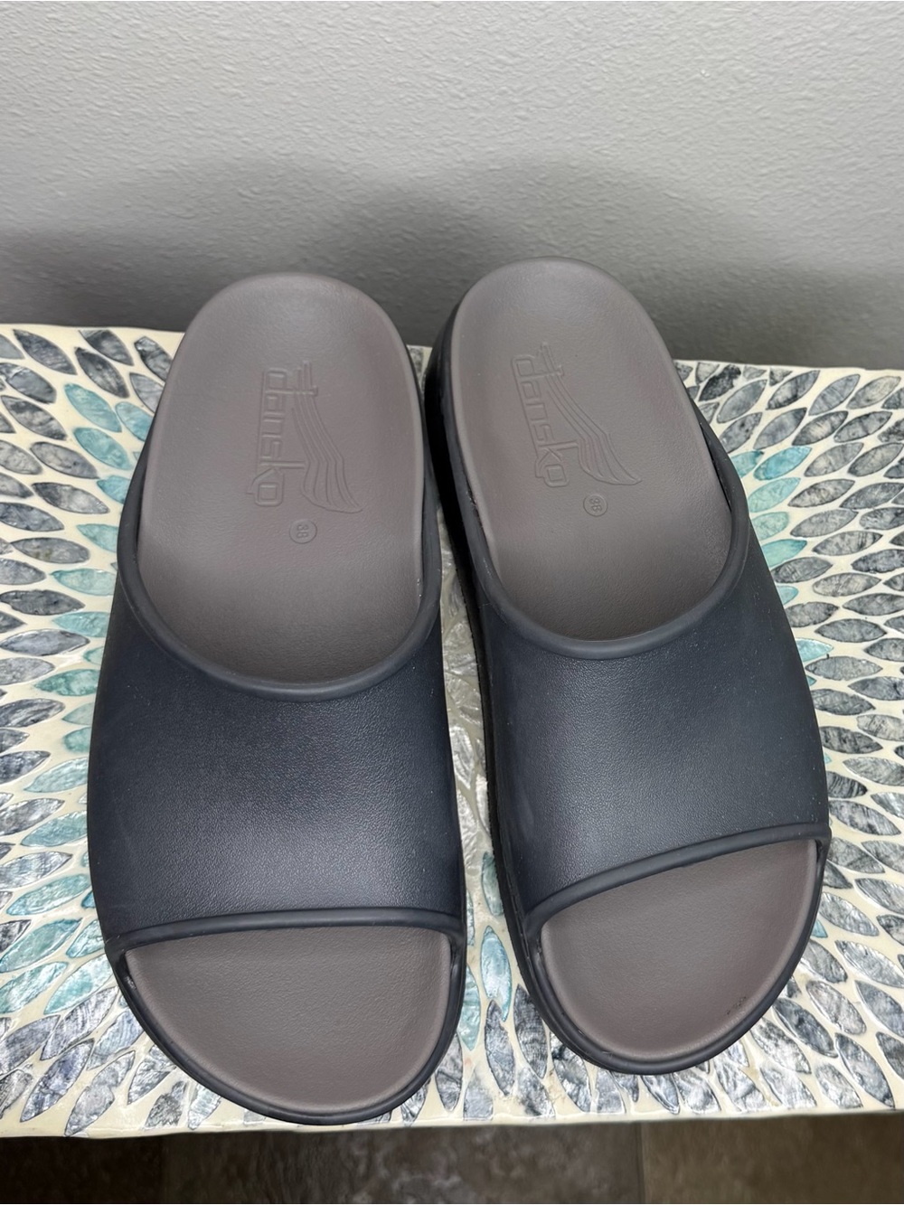 Dansko Slip-On Slide Sandals in Dark Gray